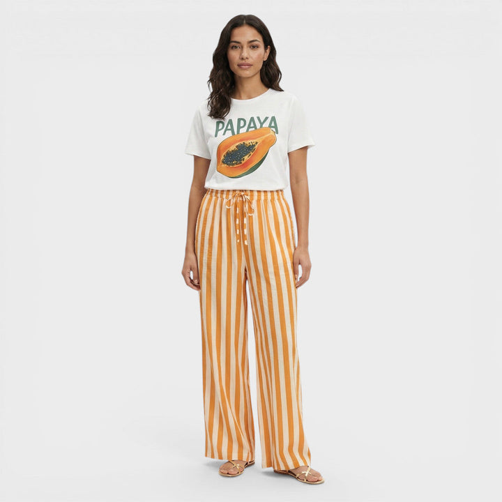 Pantalon Rayures Cordon Large Femme