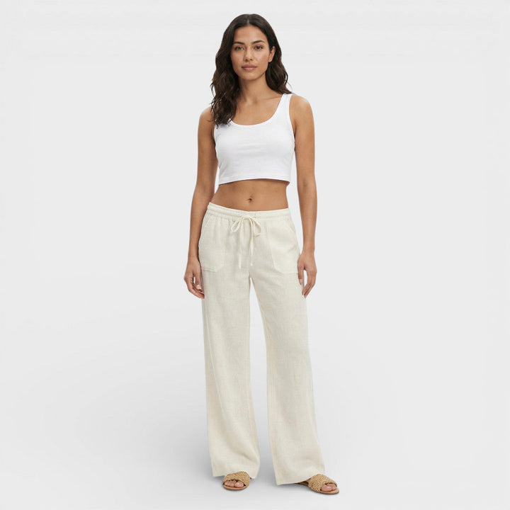 Pantalon Lin Taille Élastique Femme