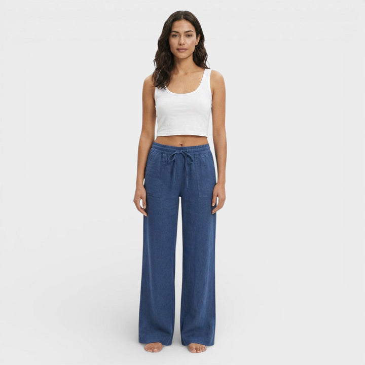 Pantalon Lin Taille Élastique Femme