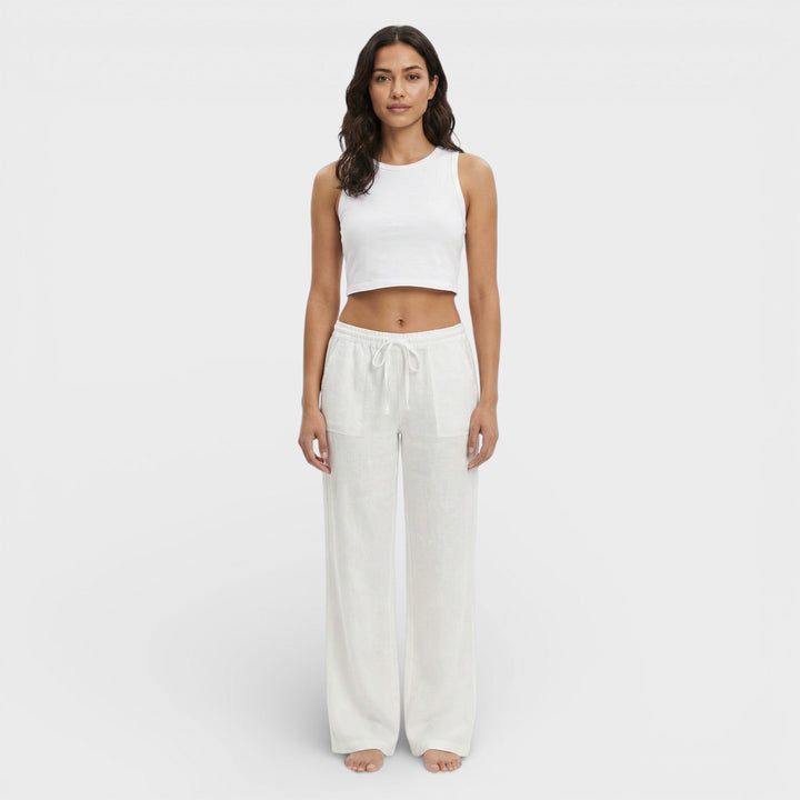 Pantalon Lin Taille Élastique Femme