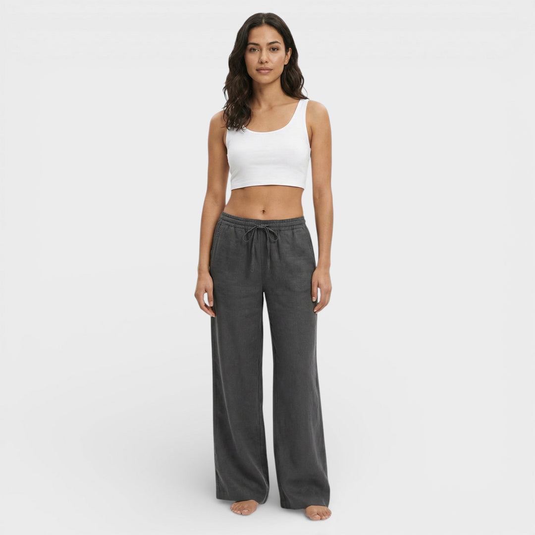 Pantalon Lin Taille Élastique Femme