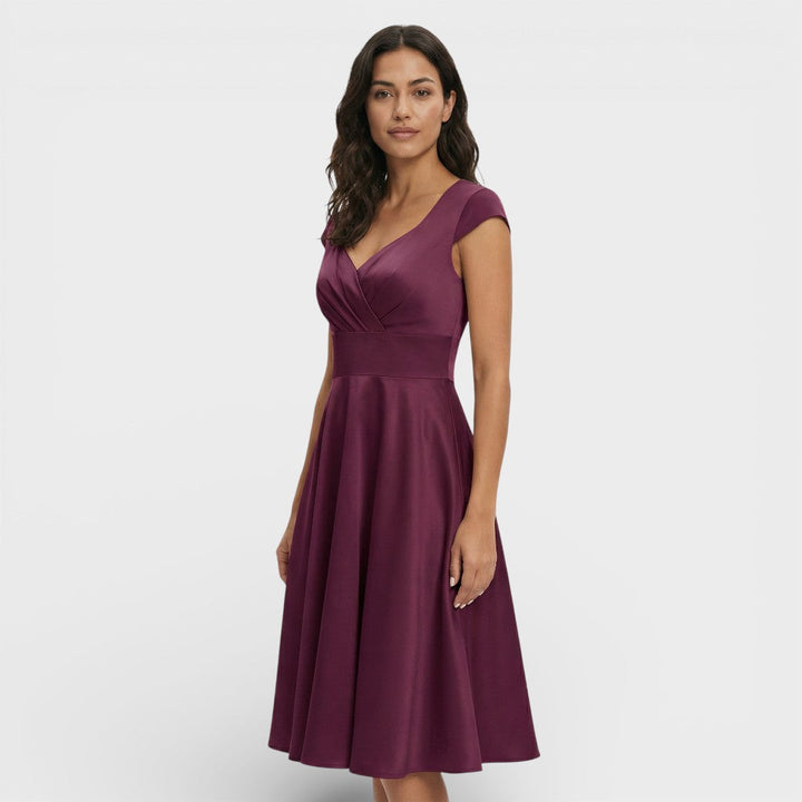 Robe Midi Rose Rétro Cocktail