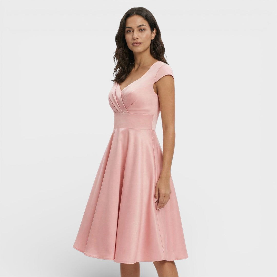 Robe Midi Rose Rétro Cocktail
