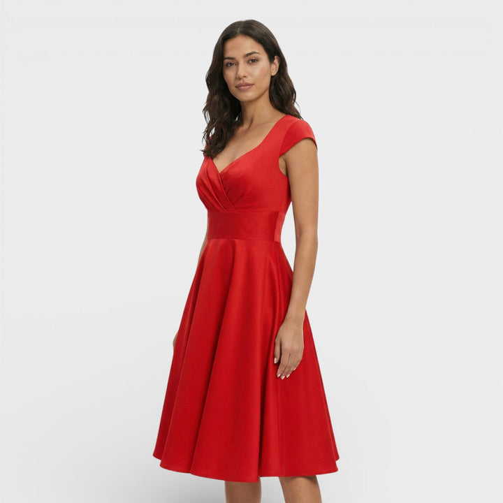 Robe Midi Rose Rétro Cocktail