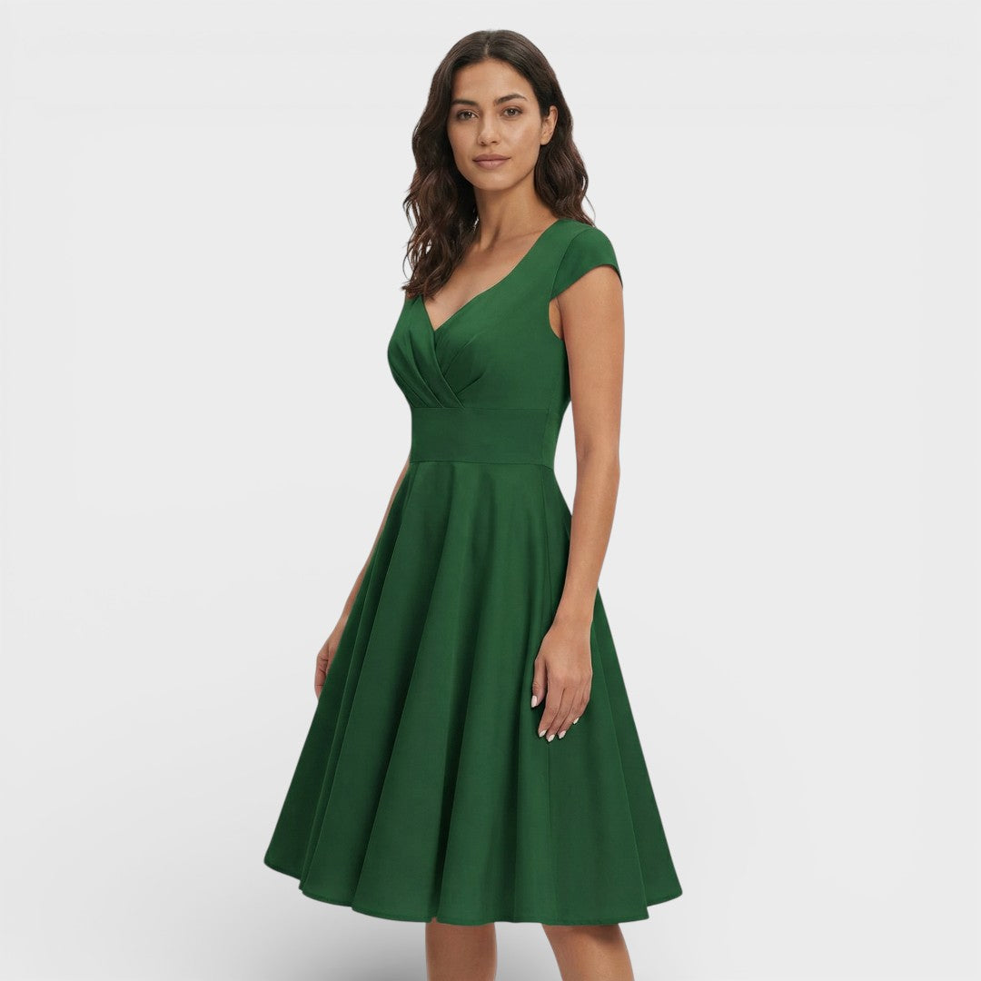 Robe Midi Rose Rétro Cocktail