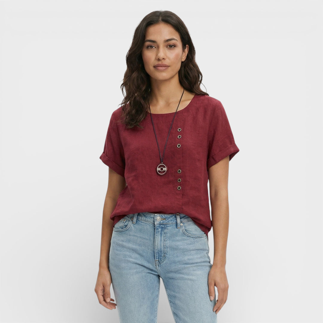 Blouse Unie Manche Courte Femme