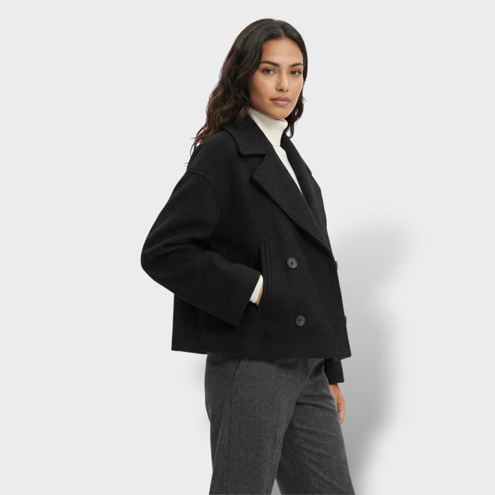 Manteau Court Laine Double Boutonnage Femme