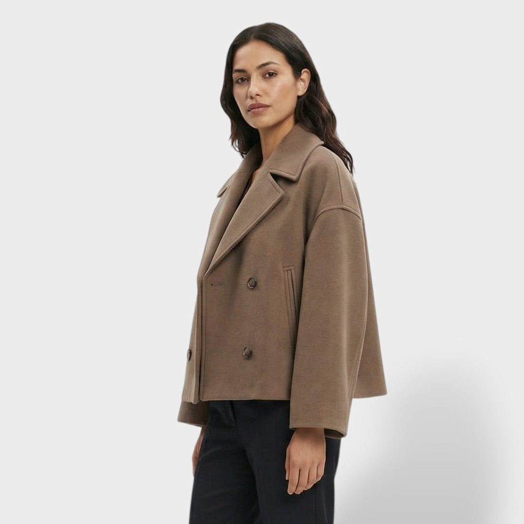 Manteau Court Laine Double Boutonnage Femme
