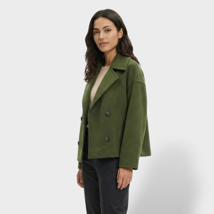 Manteau Court Laine Double Boutonnage Femme