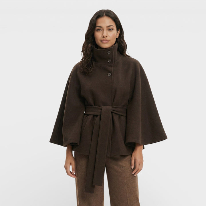 Manteau Cape Court Ceinture Femme