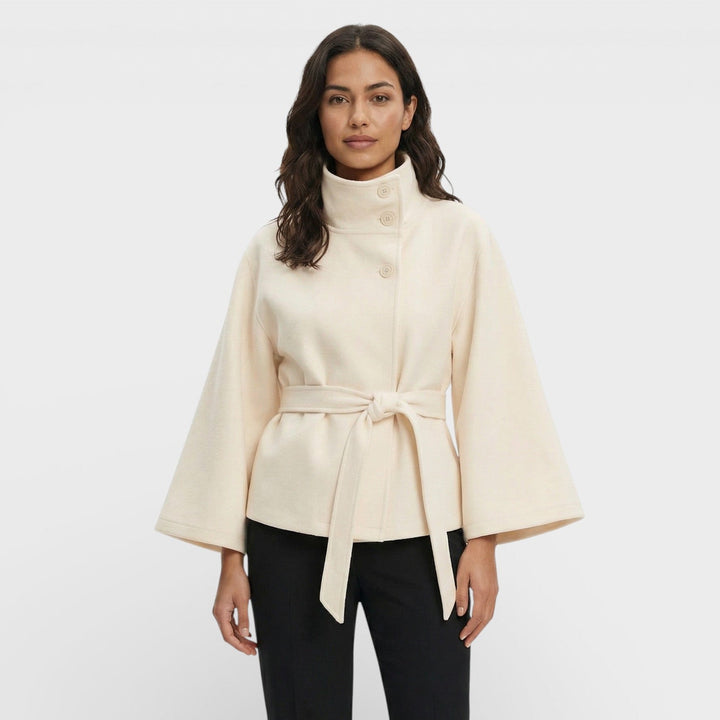 Manteau Cape Court Ceinture Femme