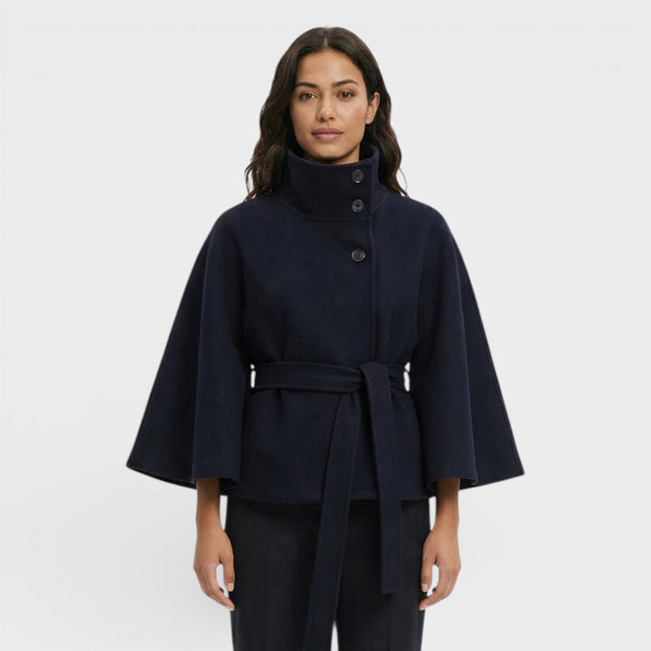 Manteau Cape Court Ceinture Femme