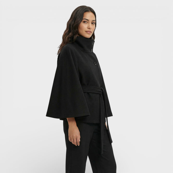 Manteau Cape Court Ceinture Femme