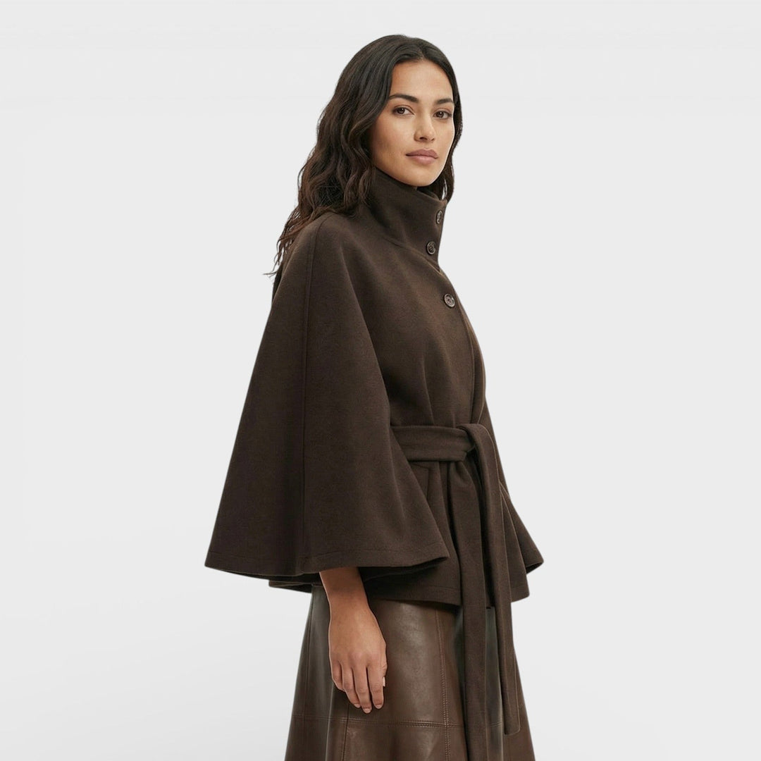 Manteau Cape Court Ceinture Femme