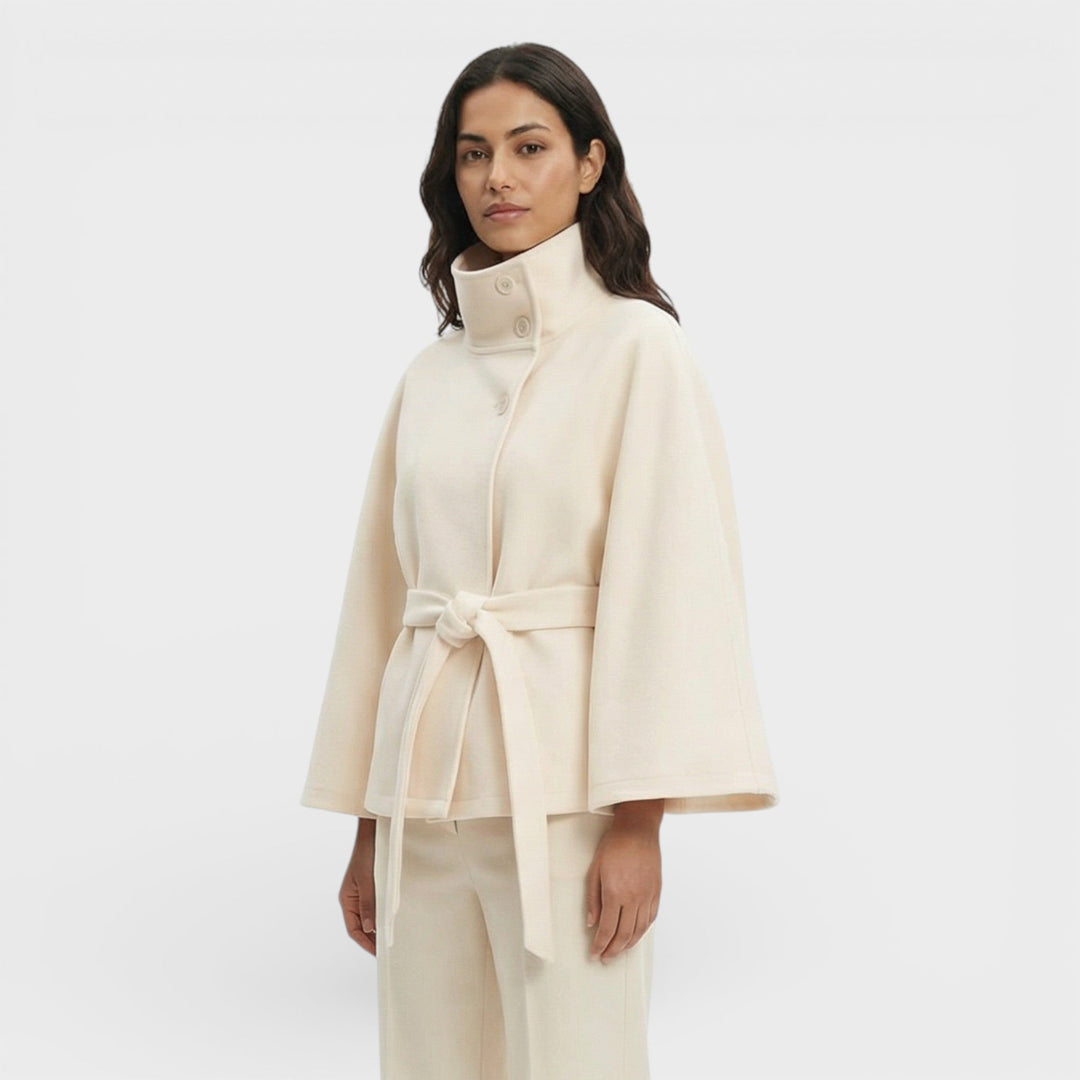 Manteau Cape Court Ceinture Femme