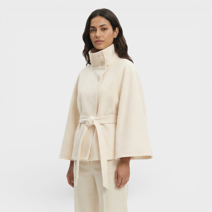 Manteau Cape Court Ceinture Femme