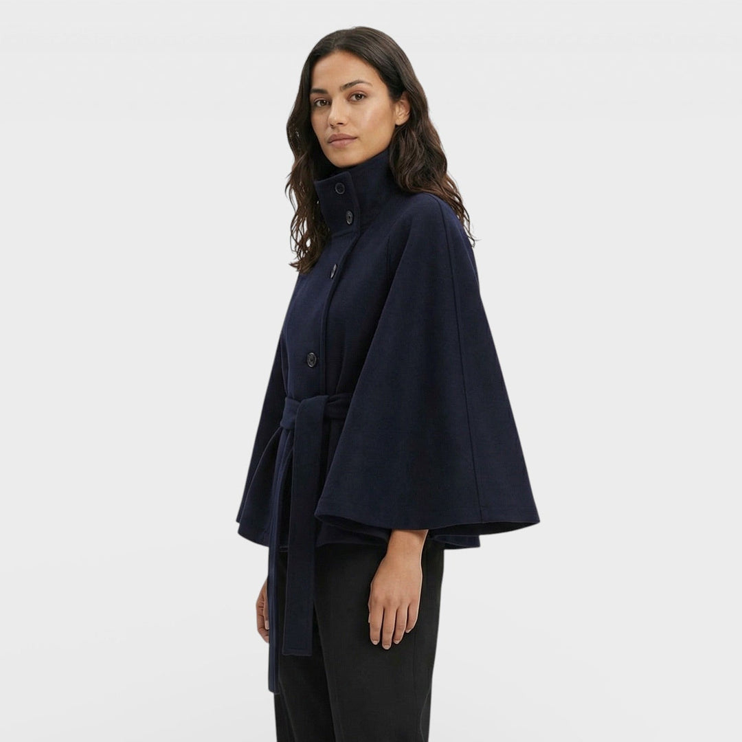 Manteau Cape Court Ceinture Femme