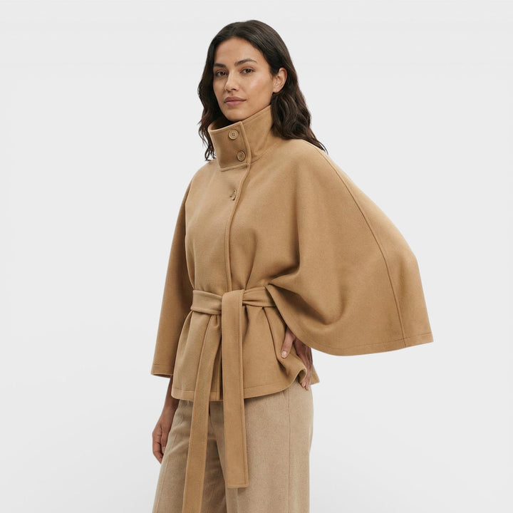 Manteau Cape Court Ceinture Femme