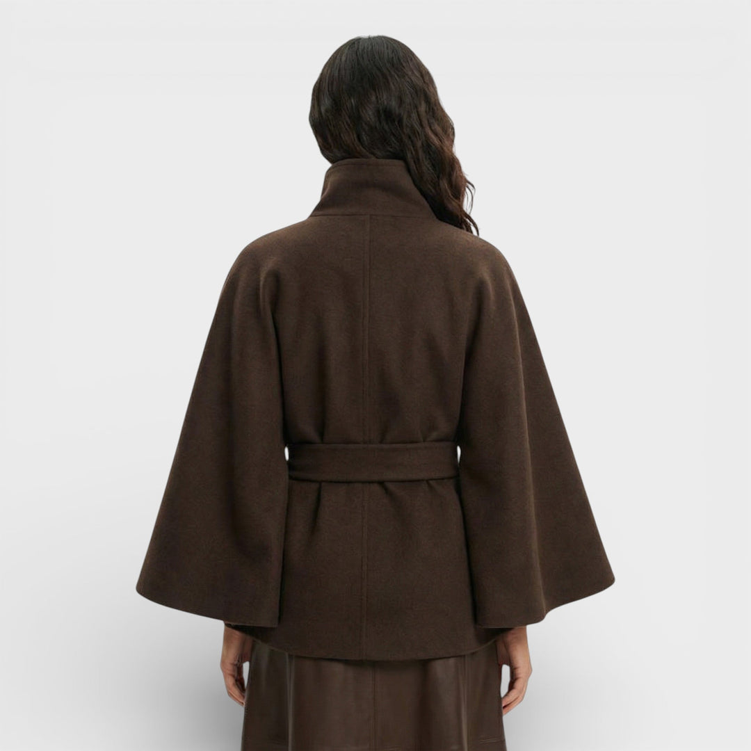 Manteau Cape Court Ceinture Femme