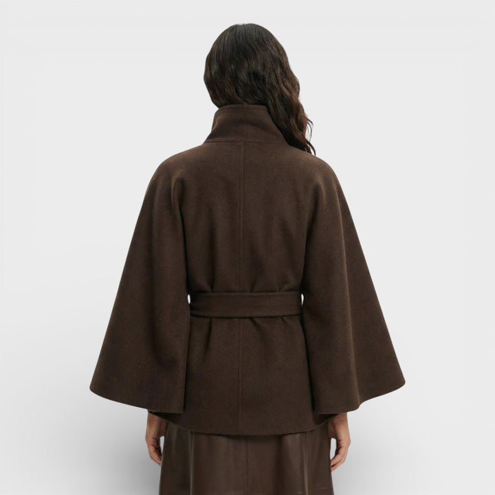 Manteau Cape Court Ceinture Femme