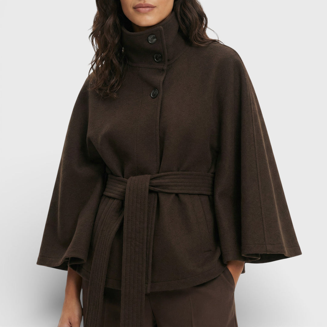 Manteau Cape Court Ceinture Femme