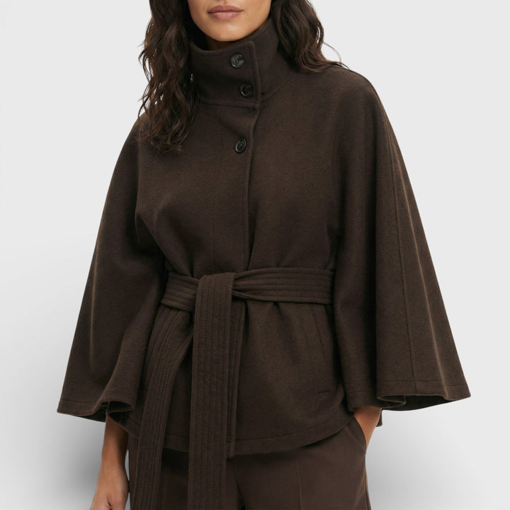 Manteau Cape Court Ceinture Femme