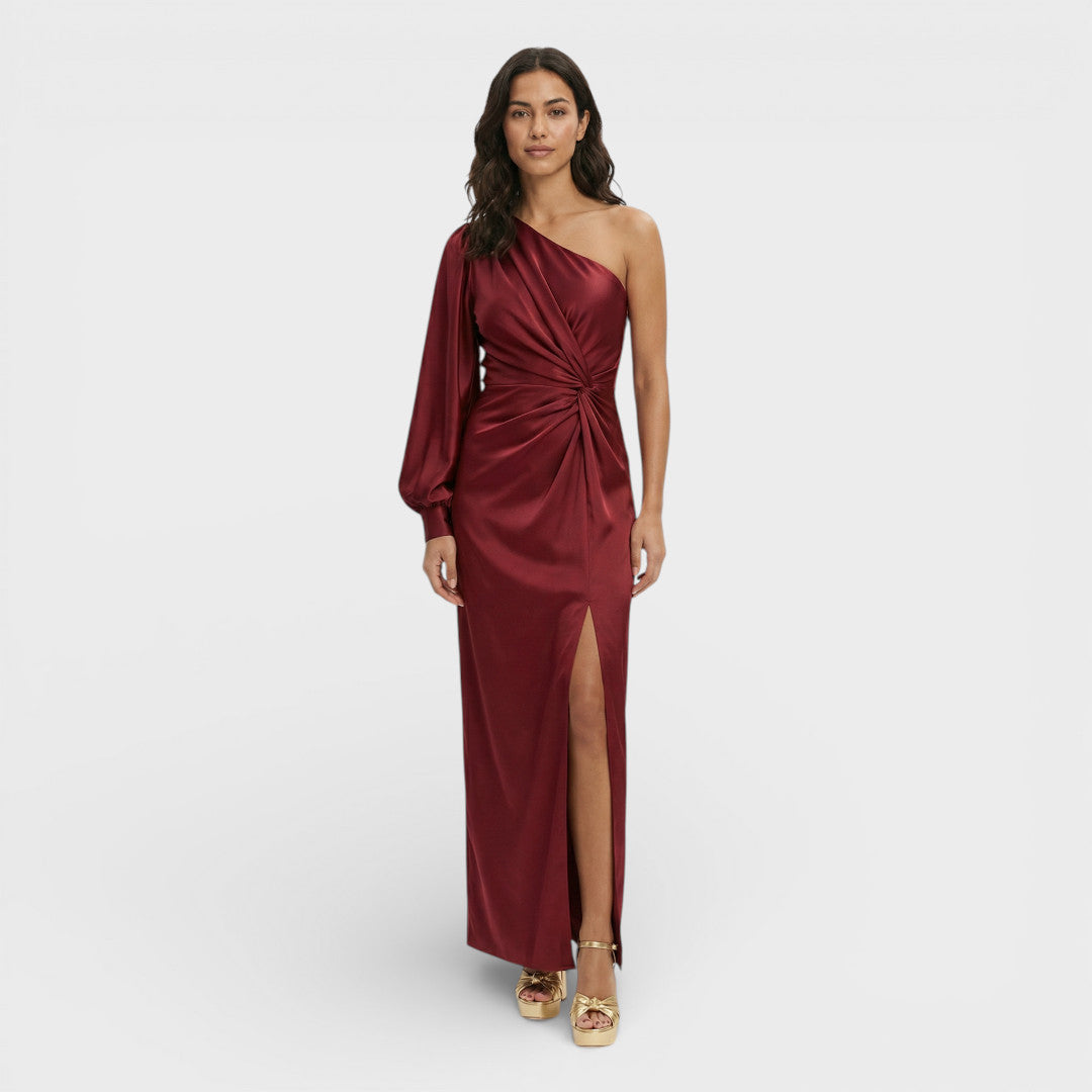 Robe Longue Invitée Une Épaule Satiné