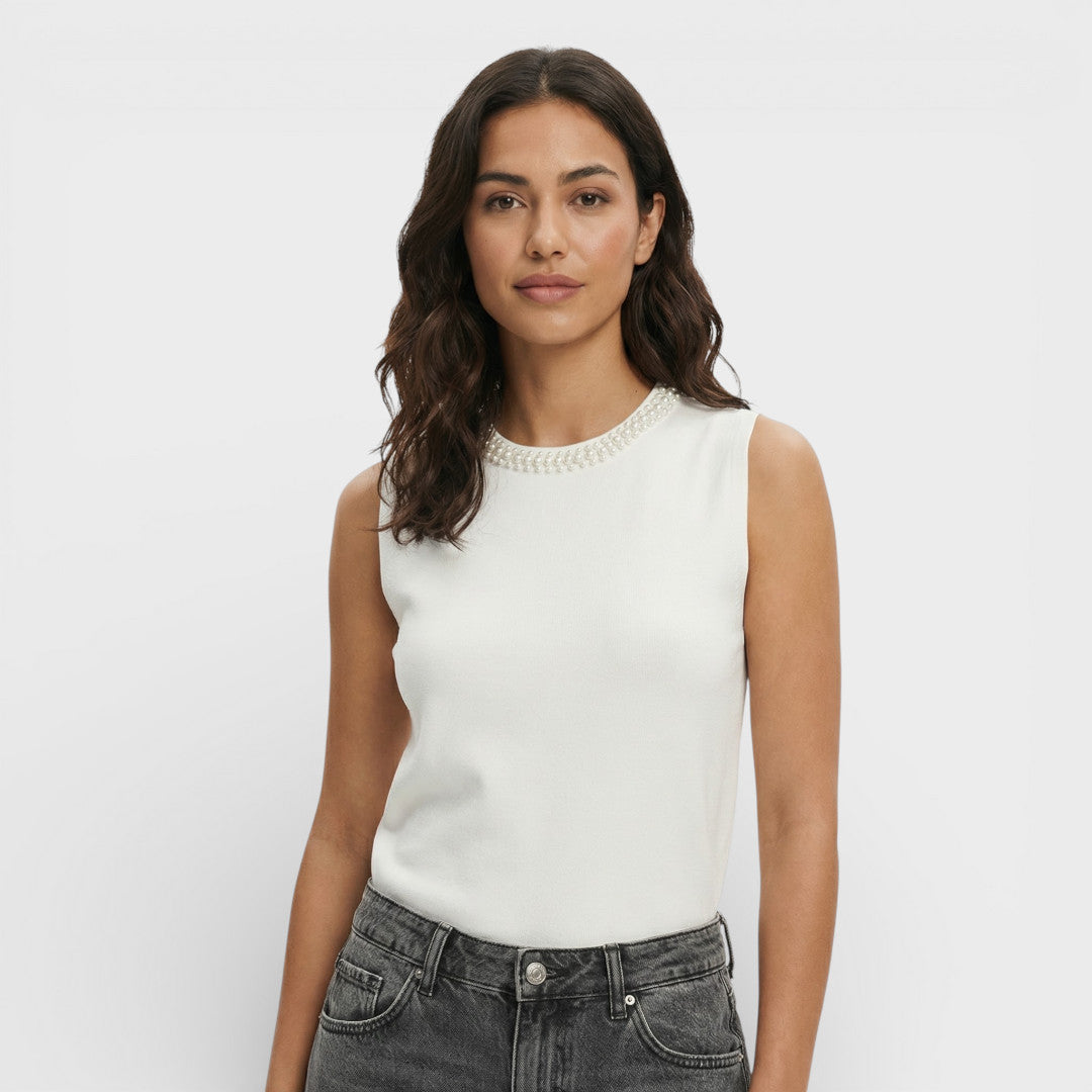 Top Maille Sans Manches Femme
