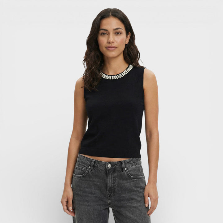 Top Maille Sans Manches Femme