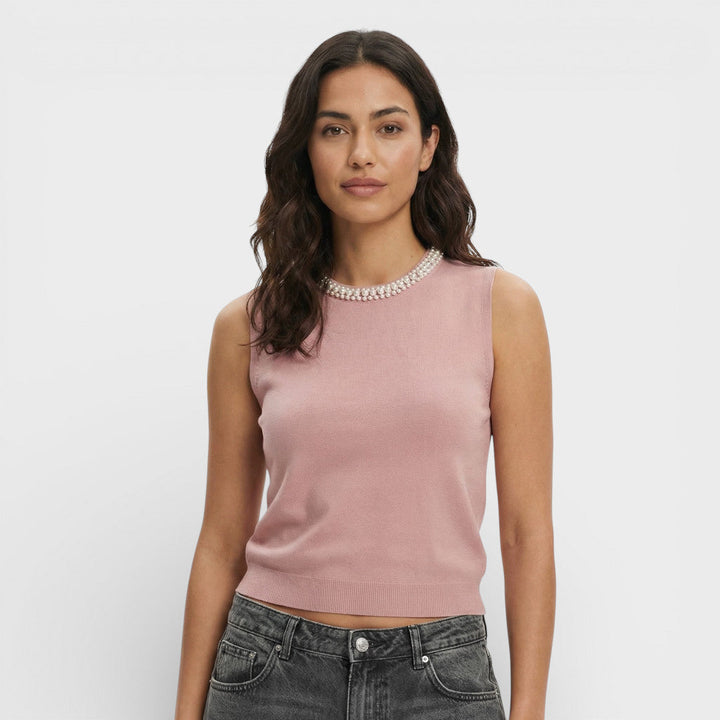Top Maille Sans Manches Femme