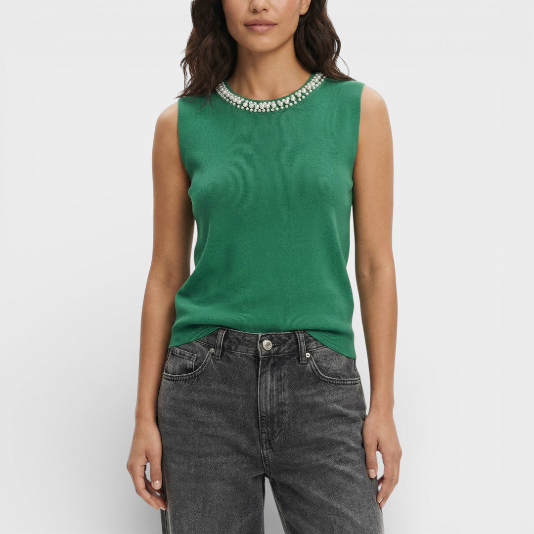 Top Maille Sans Manches Femme