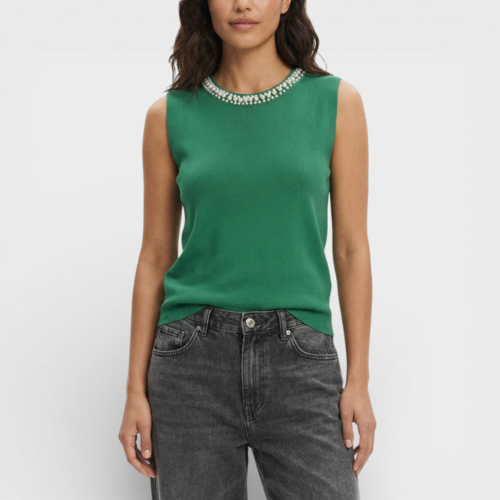 Top Maille Sans Manches Femme