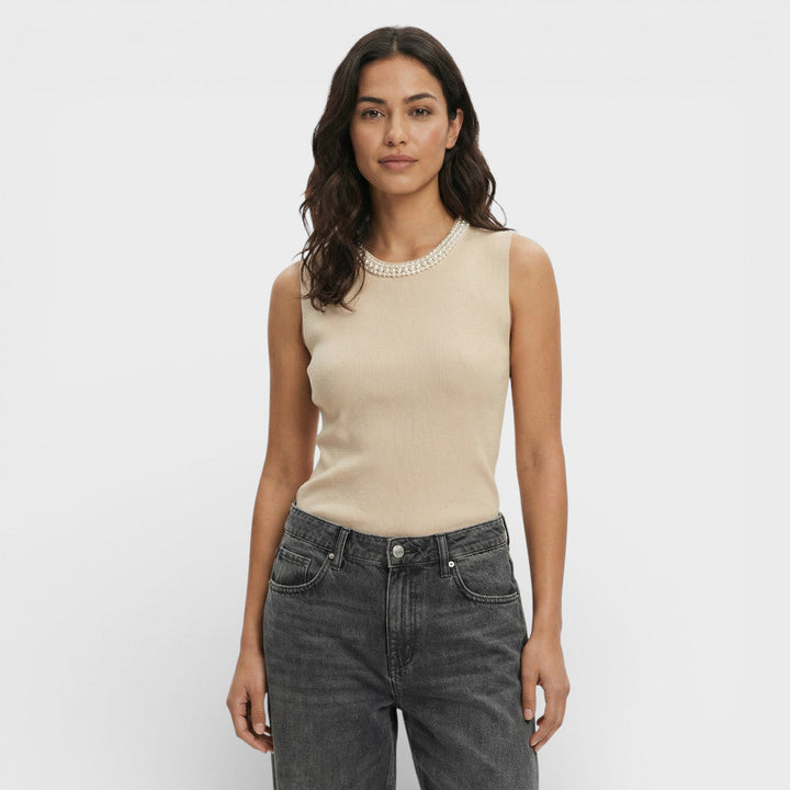 Top Maille Sans Manches Femme