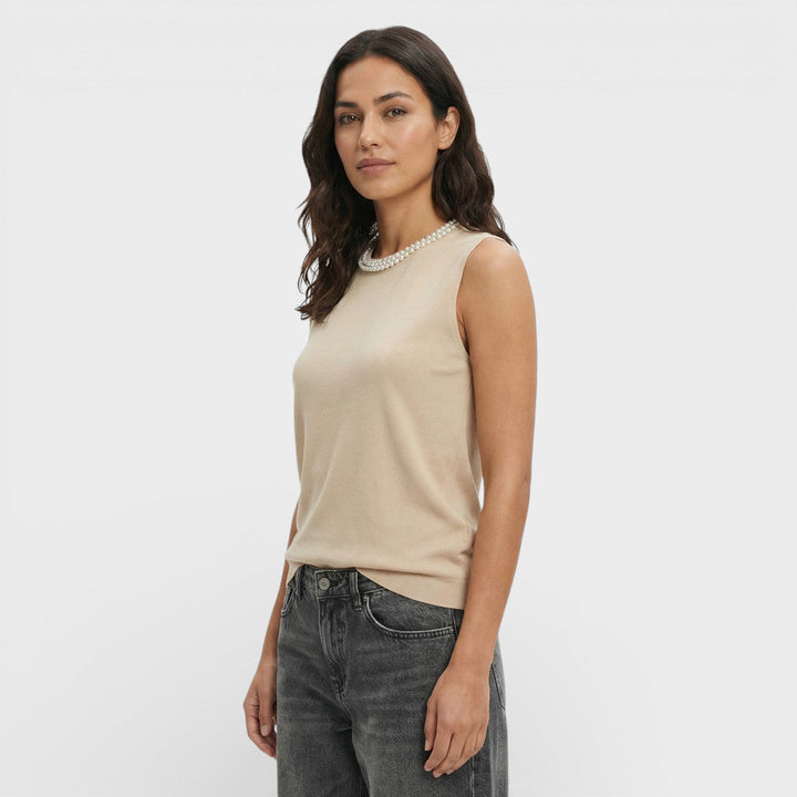 Top Maille Sans Manches Femme