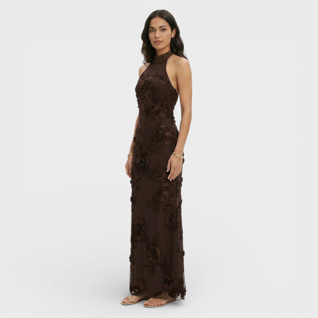 Robe Maxi Brodée Florale Femme