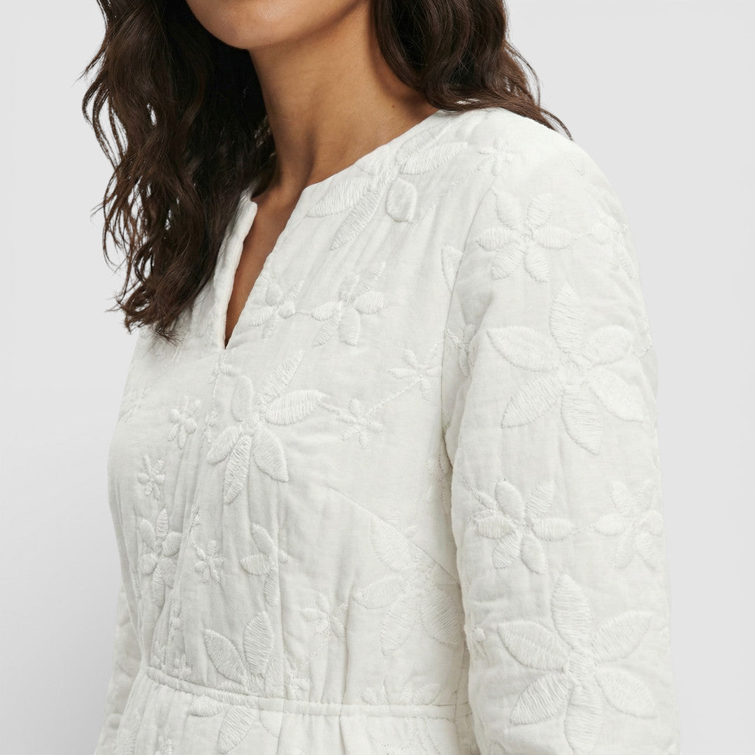 Robe Midi Brodée Fleurs Femme