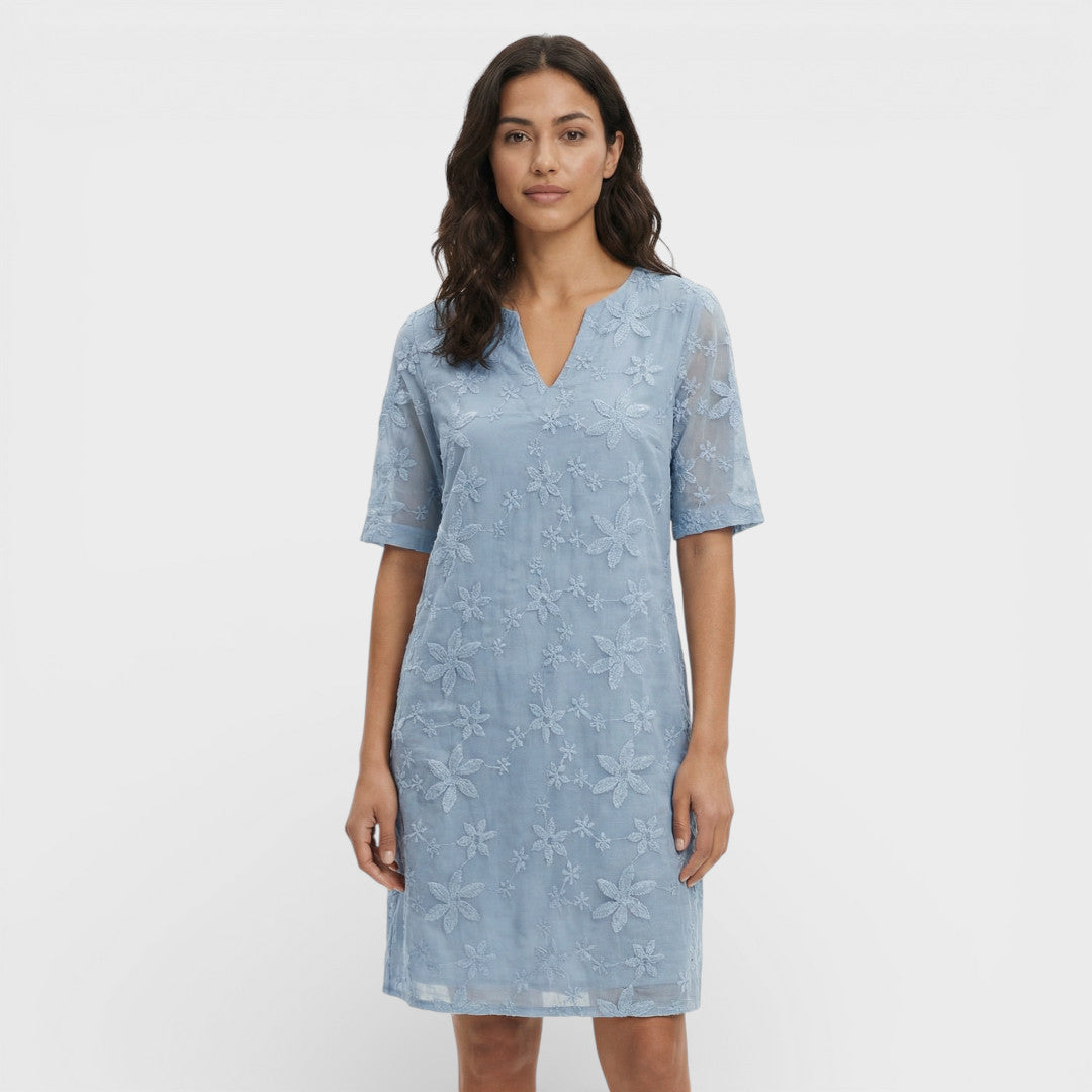 Robe Midi Brodée Fleurs Femme