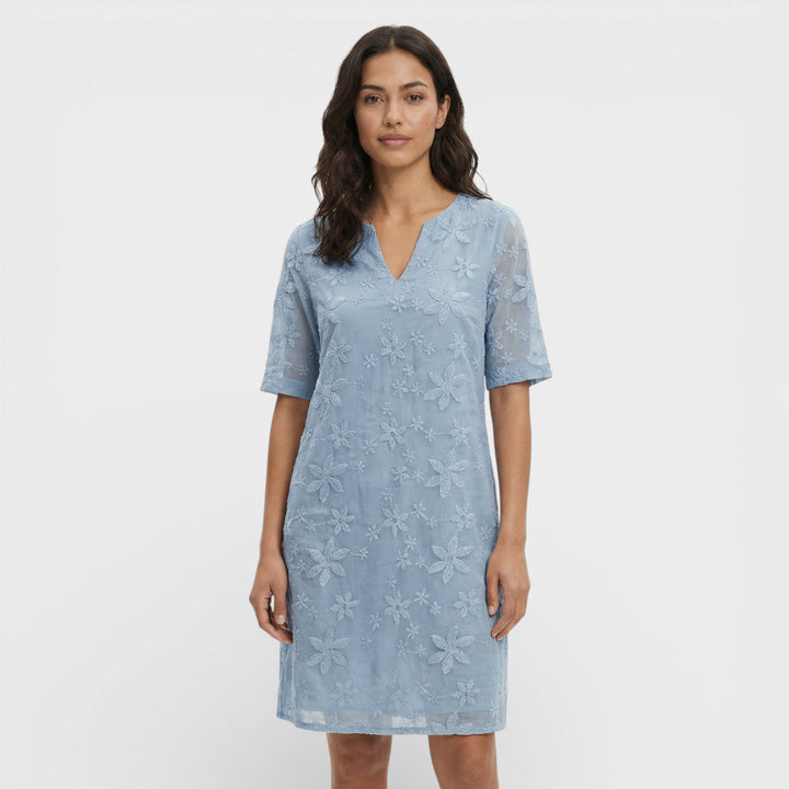 Robe Midi Brodée Fleurs Femme