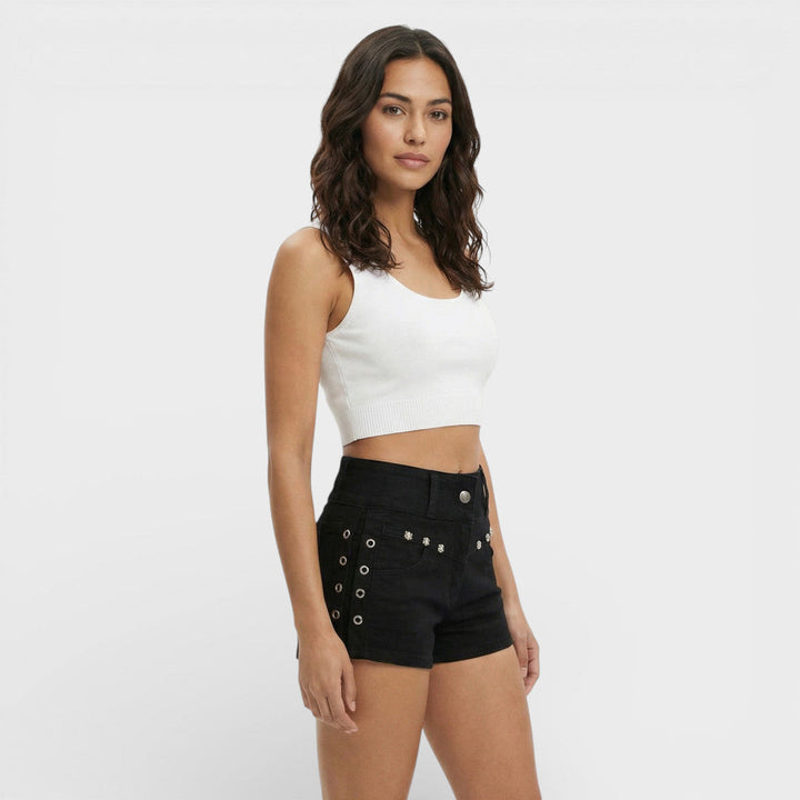 Short Ajusté Femme Œillets Lacets