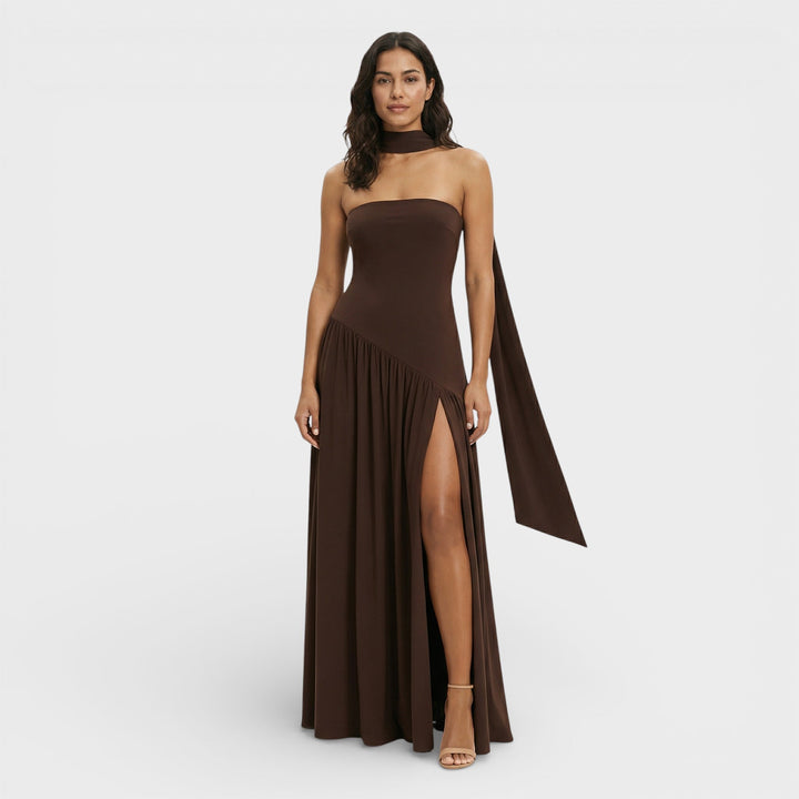 Robe Longue Sans Bretelles Fente
