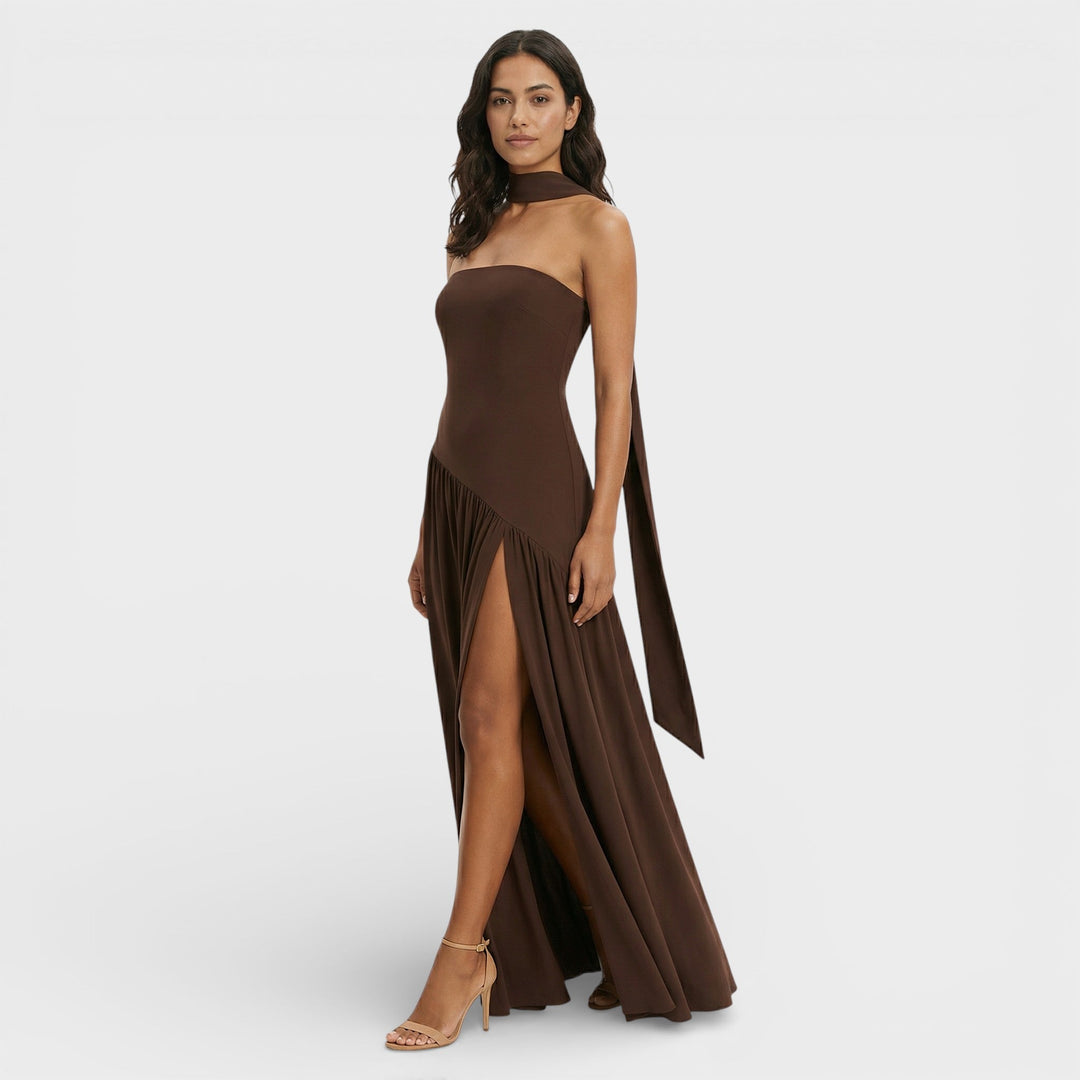 Robe Longue Sans Bretelles Fente