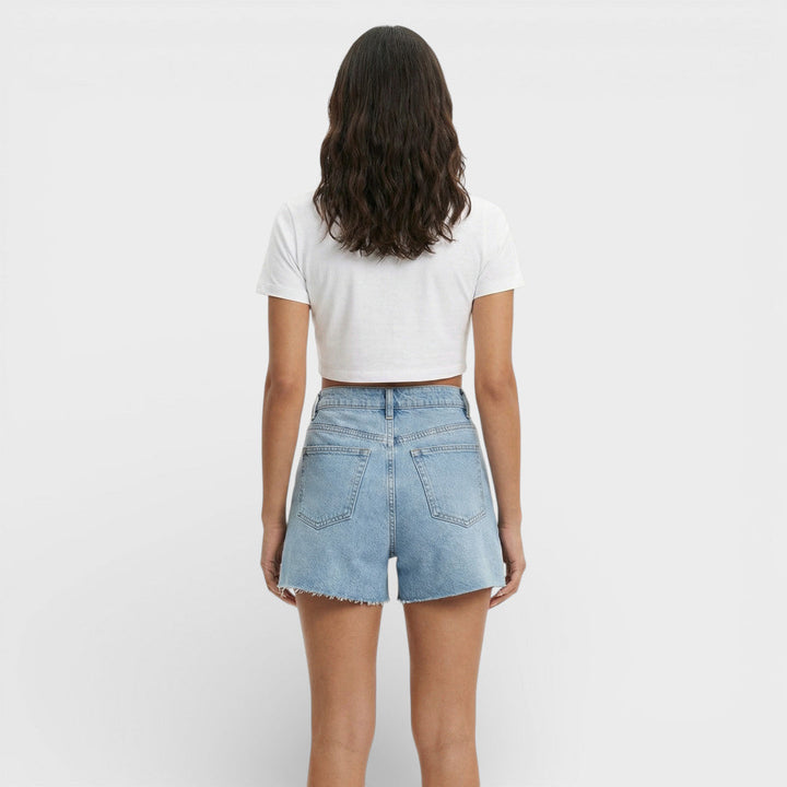 Short Jean Taille Haute Femme Brodé