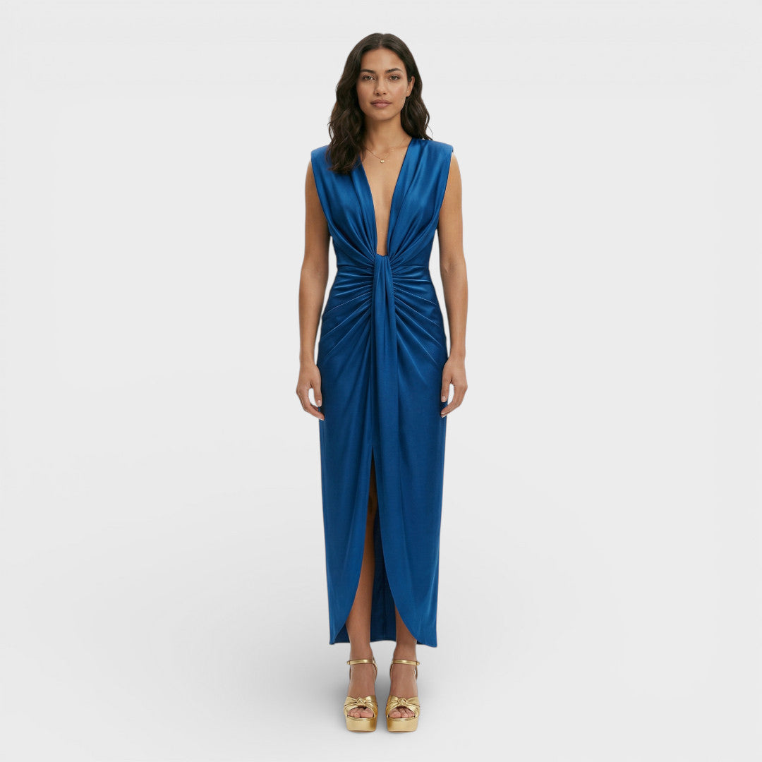 Robe Midi Soirée Décolleté V Nœud