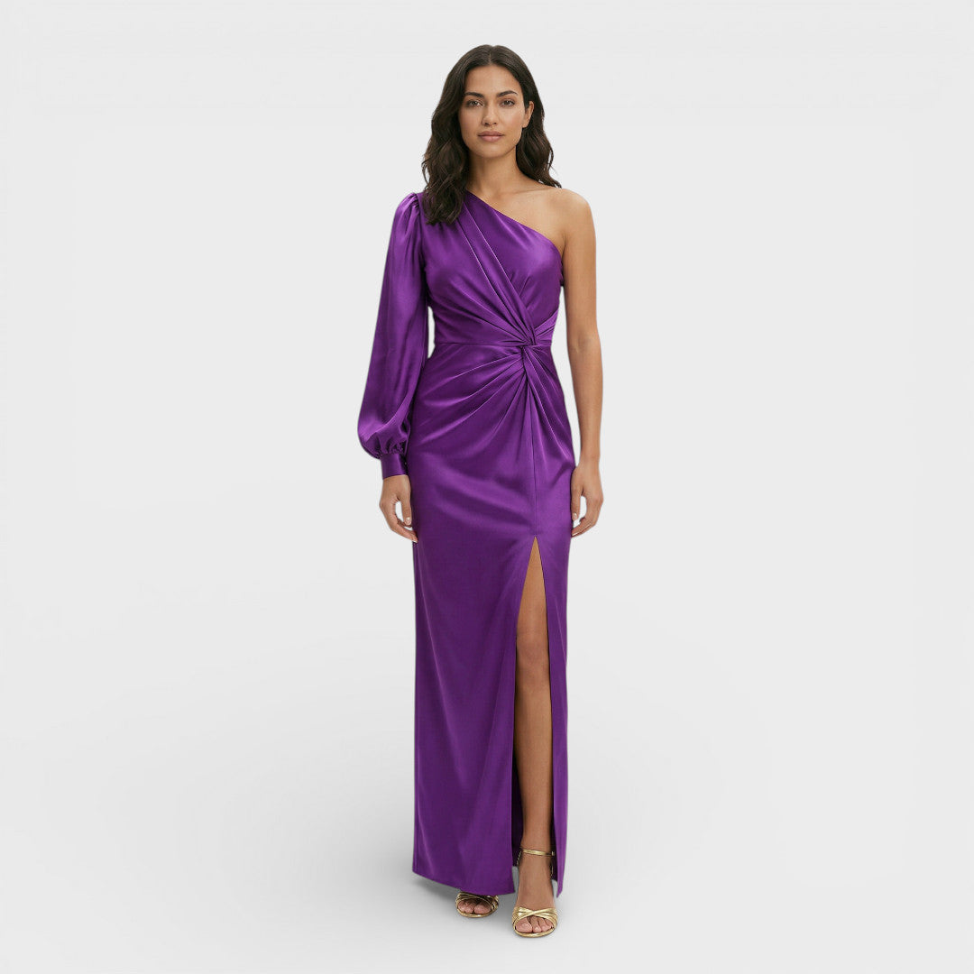 Robe Longue Invitée Une Épaule Satiné