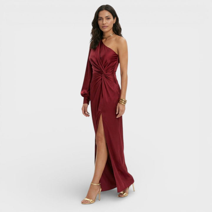 Robe Longue Invitée Une Épaule Satiné