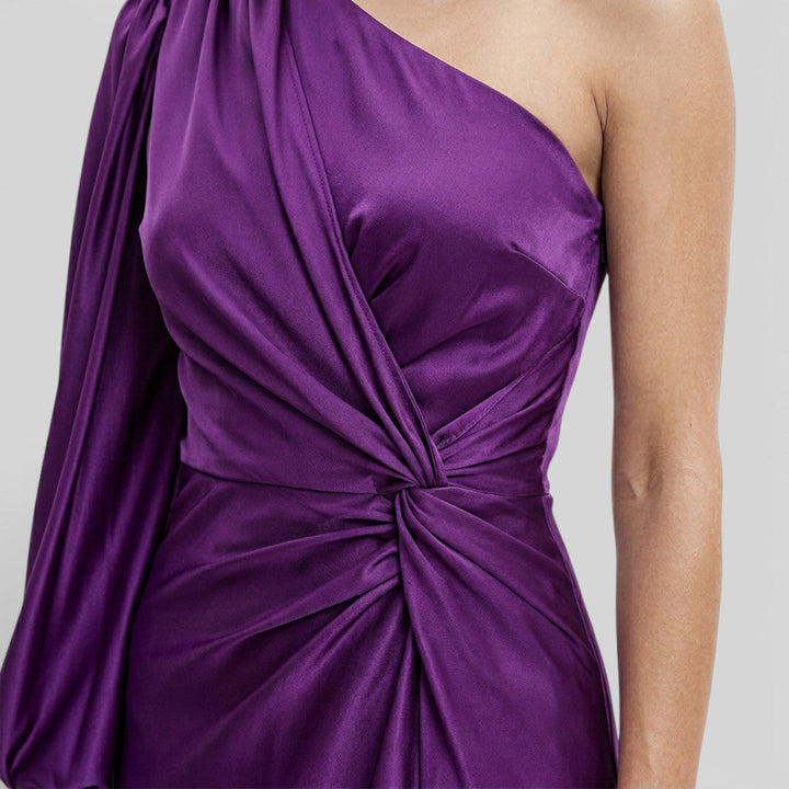 Robe Longue Invitée Une Épaule Satiné