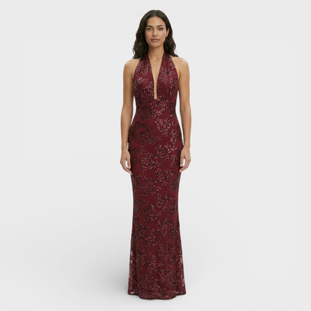 Robe Longue Soirée Halter Dentelle