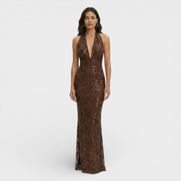 Robe Longue Soirée Halter Dentelle