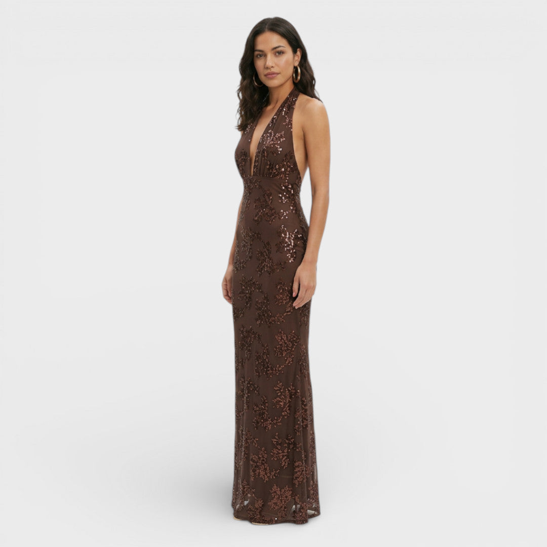 Robe Longue Soirée Halter Dentelle