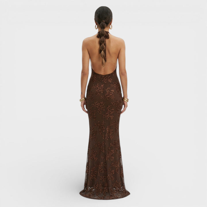 Robe Longue Soirée Halter Dentelle